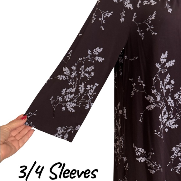 J. Jill Women's Wine/Gray Fall Floral Top SMALL #4 - Picture 4 of 8